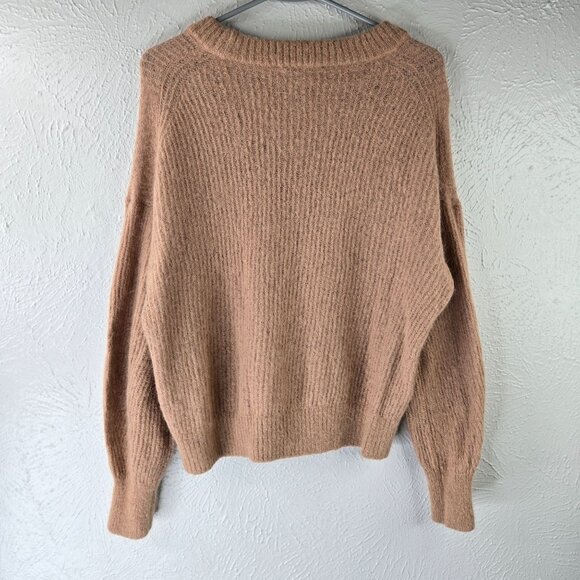 Everlane Pullover Sweater Tan Ribbed Alpaca Merino Wool Cozy Minimalist Preppy - Picture 2 of 13